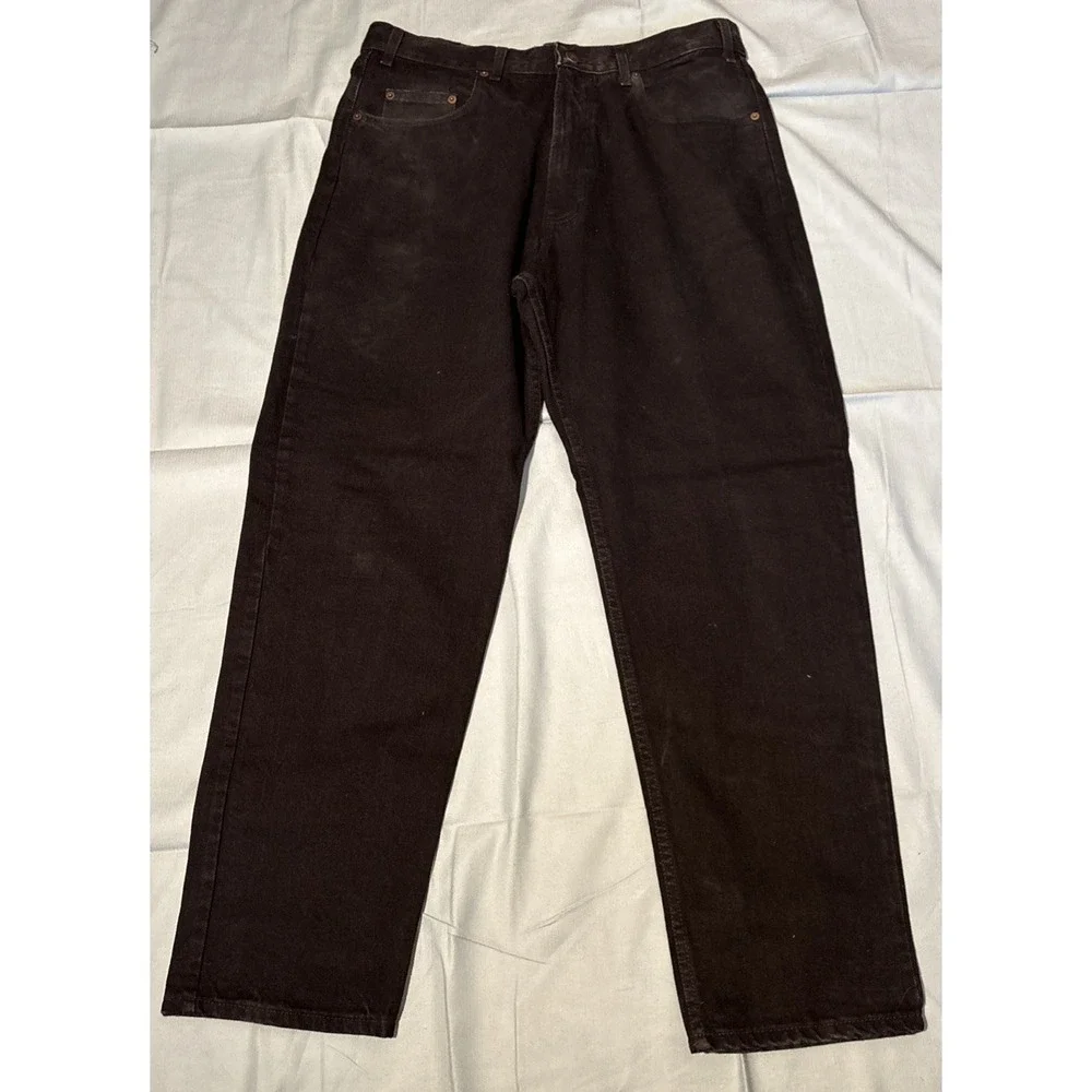 Gap Denim Men Straight Leg Jeans Dark Wash Rugged Heavyweight 37x30 Vintage Look